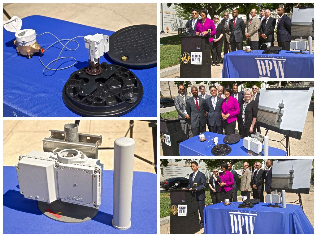 Mayor Rawlings-Blake and DPW Director Rudy Chow demonstrate BaltiMeter smart water meters